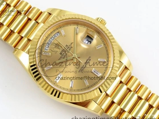 MiroTime 0105 WrinkleFree DayDate 40 228238 ARF 904L Steel YG Crystal Diamonds Bezel on President Bracelet VR 1550